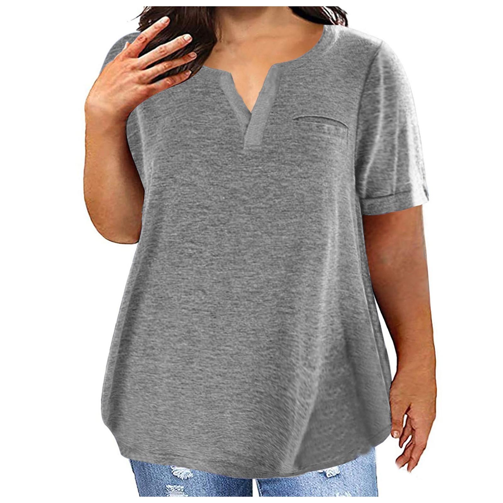 Mode Plus Size Damen Casual Kurzarm Rundhals Einfarbig T-Shirt XL graue Mode Plus Size Damen Casual Kurzarm Rundhals Einfarbig T-Shirt XL graue von Joom DACH