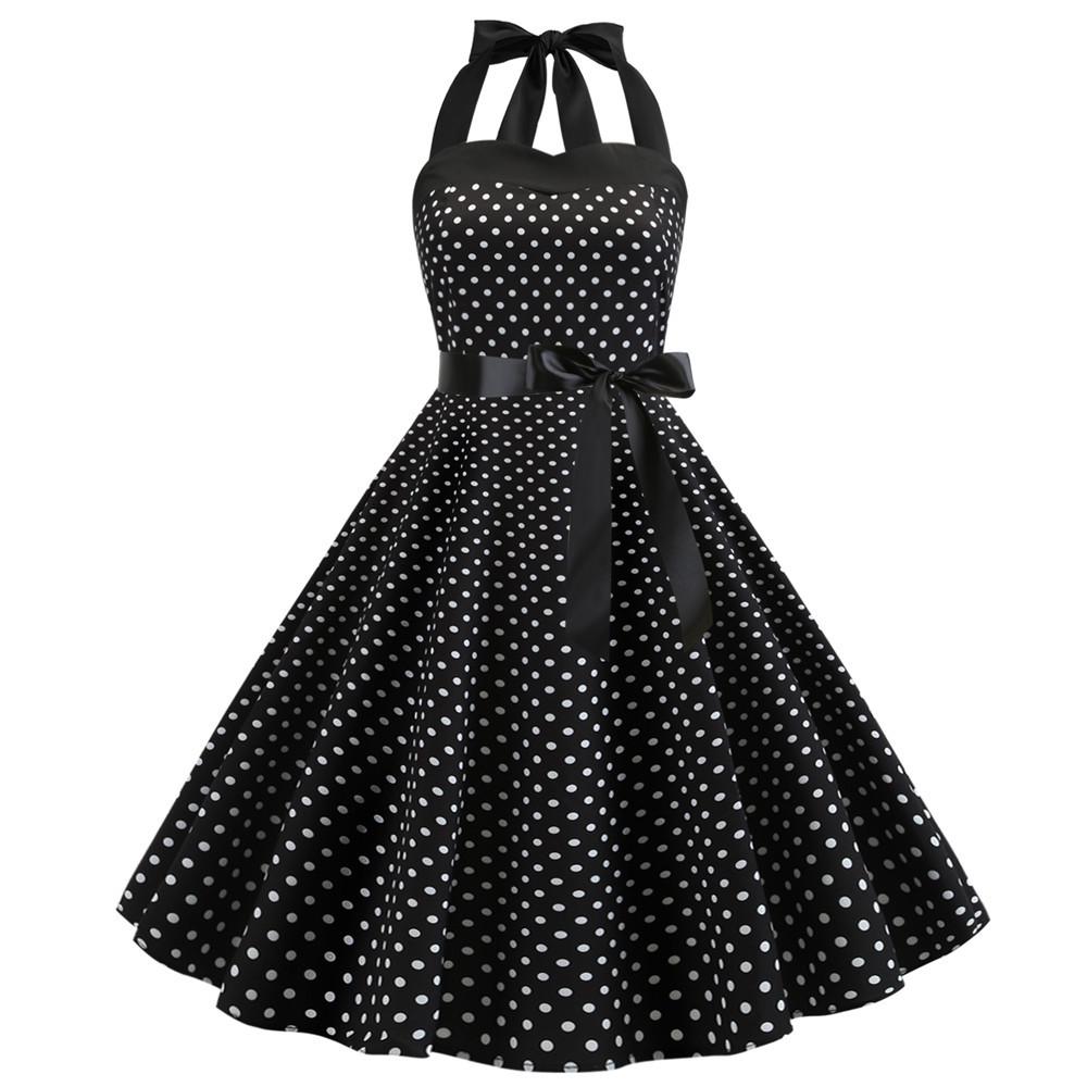 Mode Polka Dot Tube Top Kleid Retro Damen süßer Rock Kleid für Damen S schwarz von Joom DACH