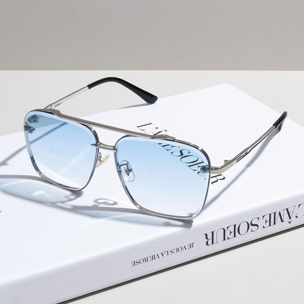 Mode Quadratische Sonnenbrille Herren Vintage Großer Rahmen Damen Farbverlaufsgläser Sonnenbrille Luxusmarke Metall Punk Brillen von Joom DACH