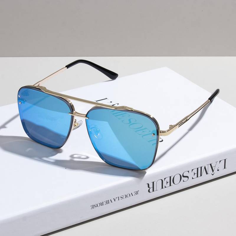 Mode Quadratische Sonnenbrille Herren Vintage Großer Rahmen Damen Farbverlaufsgläser Sonnenbrille Luxusmarke Metall Punk Brillen von Joom DACH