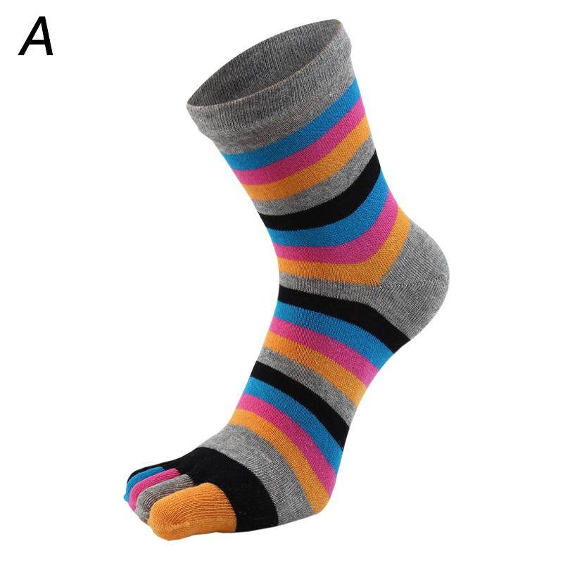 Mode Regenbogen Socken Fünf Finger Zehen Socken Frauen Männer Bunte Gestreifte Baumwolle Winter Weiche Niedlich grau von Joom DACH