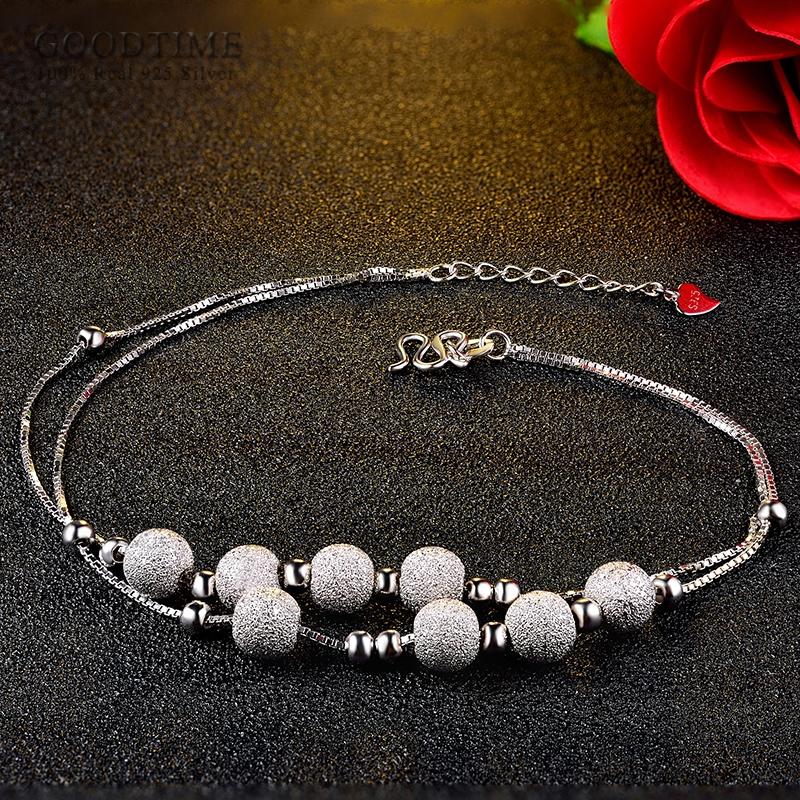Mode Reine 925 Sterling Silber Fußkettchen Matt Gold Farbe Weiß Runde Perlen Fußkettchen Für Frauen Knöchel Armband Fuß Kette Schmuck 21cm weiß von Joom DACH