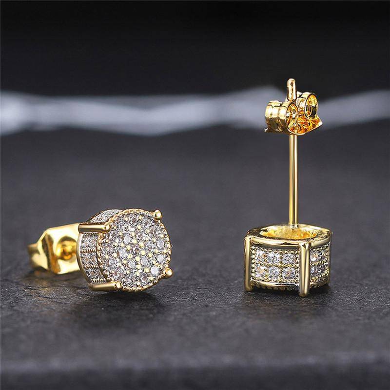 Mode Runde geformte Ohrstecker glänzend Zirkon Silber Gold Farbe Frauen Ohrringe Schmuck Geschenk gold von Joom DACH