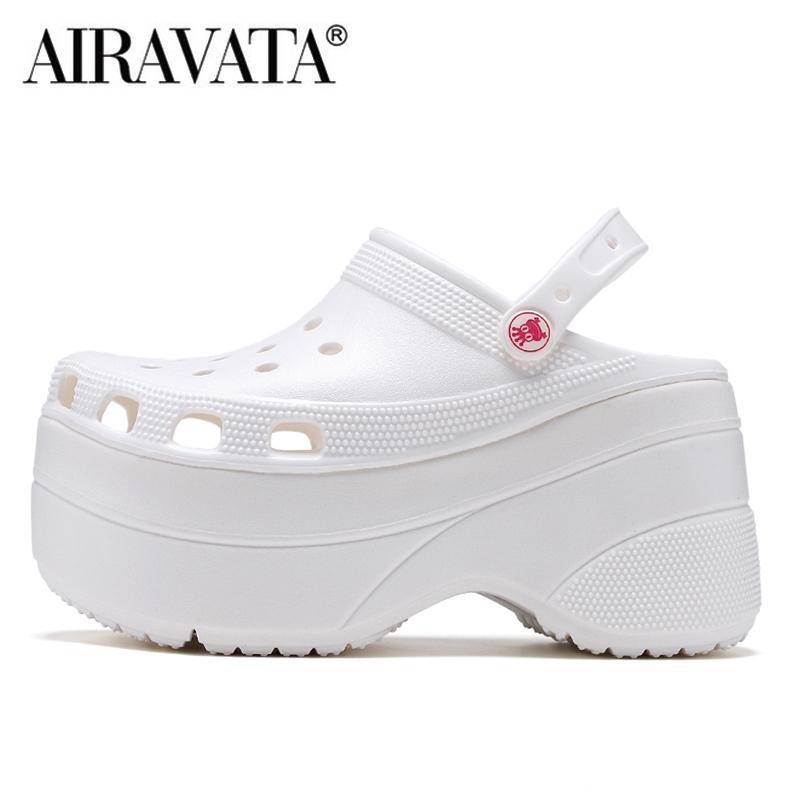 Mode Sandale Frau Plattform Sandalen Clog Garten Hausschuhe Slip auf Für Mädchen Strand Schuhe Slides Sandalia Plataforma 36 weiß von Joom DACH