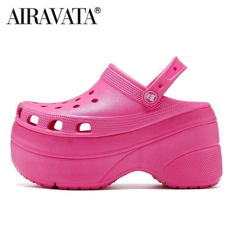 Mode Sandale Frau Plattform Sandalen Clog Garten Hausschuhe Slip auf Für Mädchen Strand Schuhe Slides Sandalia Plataforma 39 rosa von Joom DACH