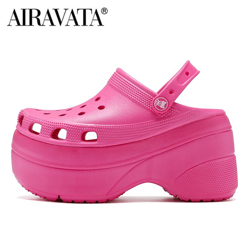 Mode Sandale Frau Plattform Sandalen Clog Garten Hausschuhe Slip auf Für Mädchen Strand Schuhe Slides Sandalia Plataforma 40 rosa von Joom DACH