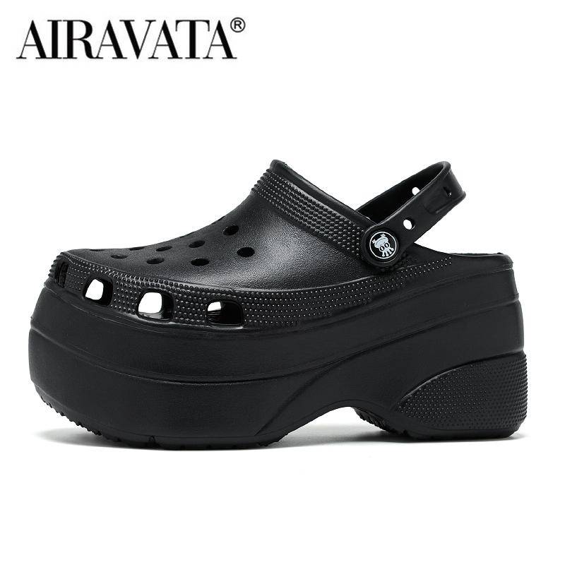 Mode Sandale Frau Plattform Sandalen Clog Garten Hausschuhe Slip auf Für Mädchen Strand Schuhe Slides Sandalia Plataforma 40 schwarz von Joom DACH