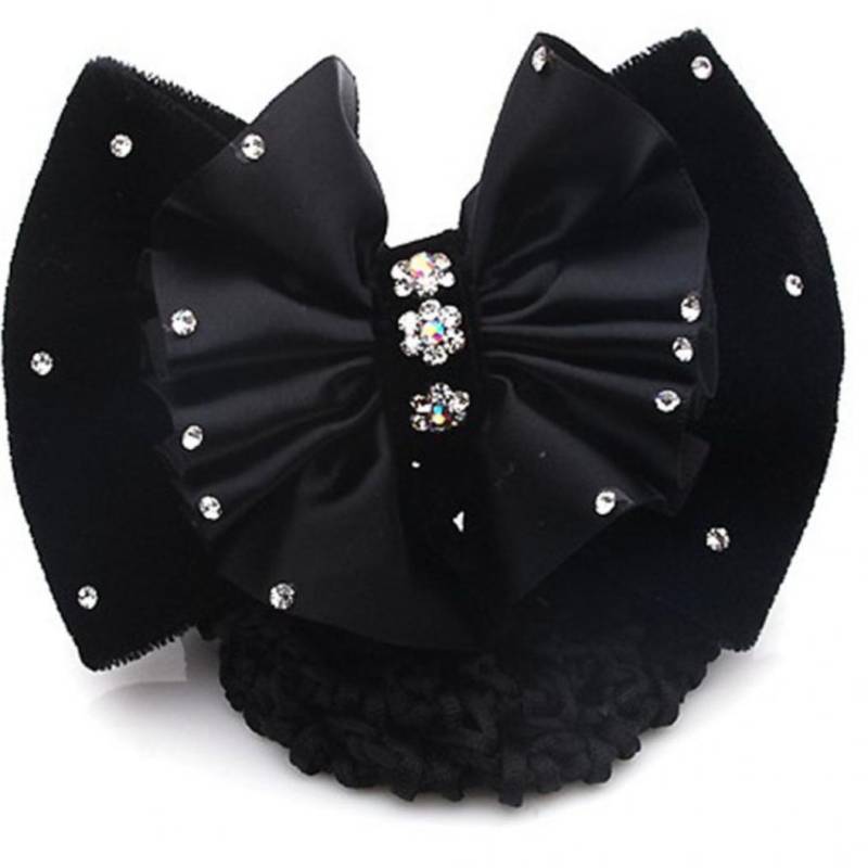 Mode Satin Frauen Strass Haarspange Haarspange Abdeckung Bowknot Net Bun Snood von Joom DACH