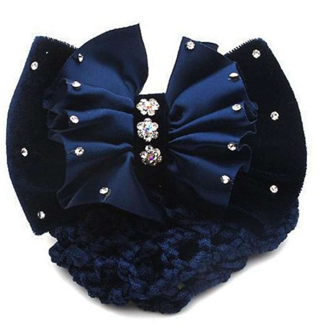 Mode Satin Frauen Strass Haarspange Haarspange Abdeckung Bowknot Net Bun Snood von Joom DACH
