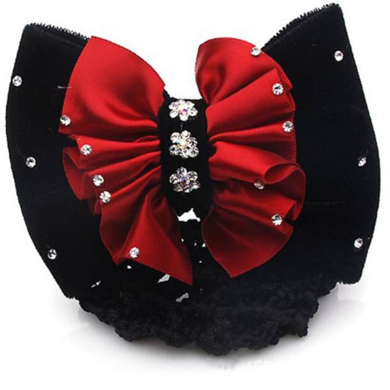 Mode Satin Frauen Strass Haarspange Haarspange Abdeckung Bowknot Net Bun Snood von Joom DACH