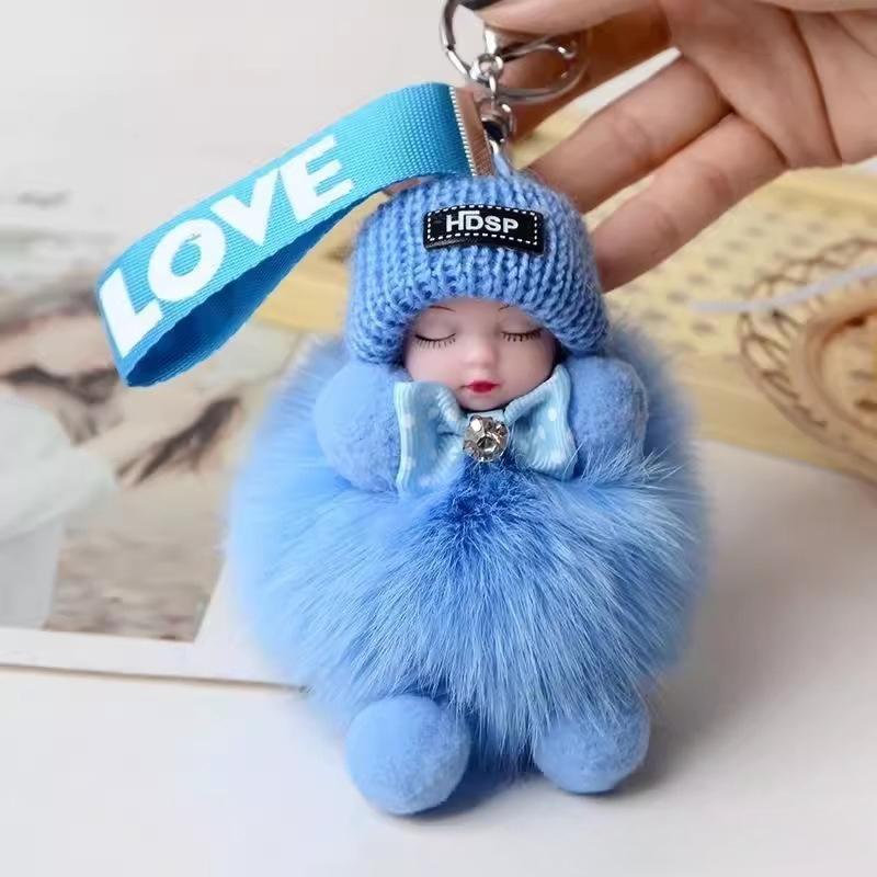 Mode Schönheit Für Dame Schöne Mädchen Tasche Anhänger Plüsch Puppe Auto Schlüsselanhänger Anhänger himmelblaue von Joom DACH