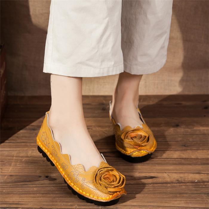 Mode Schuhe Frauen Echtes Leder Wohnungen Casual Weiche Mutter Loafers Mokassins Weibliche Fahr Schuhe 40 gelb von Joom DACH