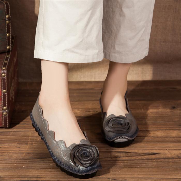 Mode Schuhe Frauen Echtes Leder Wohnungen Casual Weiche Mutter Loafers Mokassins Weibliche Fahr Schuhe 40 graue von Joom DACH