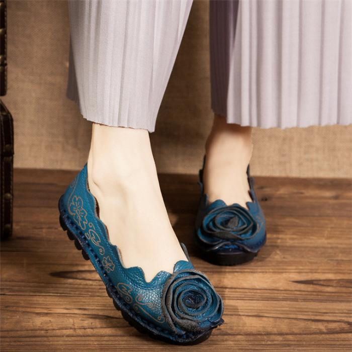 Mode Schuhe Frauen Echtes Leder Wohnungen Casual Weiche Mutter Loafers Mokassins Weibliche Fahr Schuhe 41 blau von Joom DACH