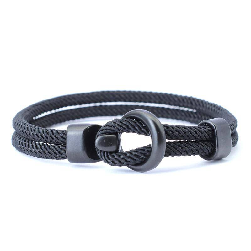 Mode Seil Armband Männer Doppel Schicht Outdoor Camping Braclet Homme Zubehör Survival Paracord Braslet Geschenk für ihn M 19.5cm 7.7Inch schwarz von Joom DACH