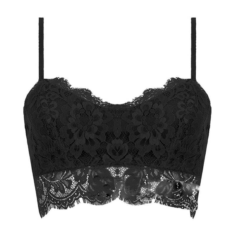 Mode Sexy Ärmellose Weste Häkeln Neckholder Spitze Tank Tops Riemchen Bralette Bh Cami Crop Top One size schwarz von Joom DACH