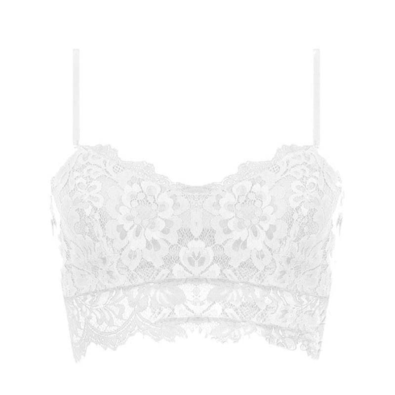 Mode Sexy Ärmellose Weste Häkeln Neckholder Spitze Tank Tops Riemchen Bralette Bh Cami Crop Top One size weiß von Joom DACH