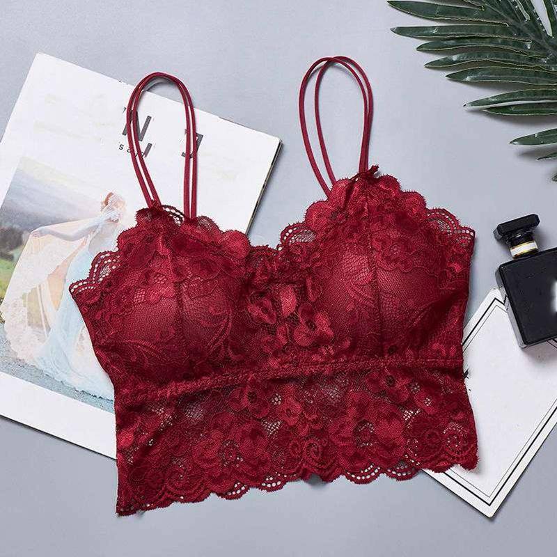 Mode Sexy Ärmellose Weste Häkeln Neckholder Spitze Tank Tops Riemchen Bralette Bh Cami Crop Top One size rot von Joom DACH
