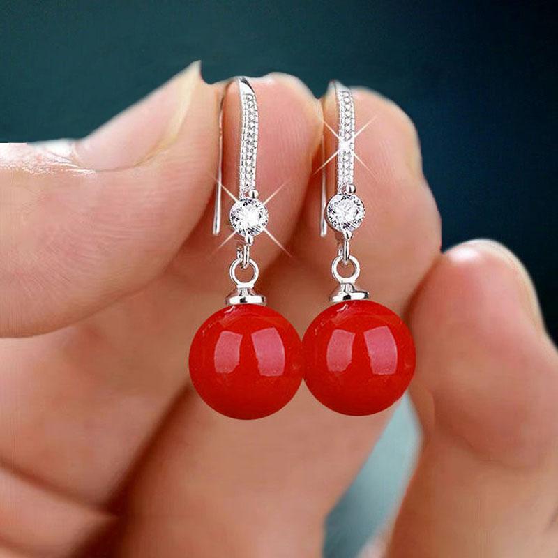 Mode Silber Farbe Wassertropfen Imitation Perlen Tropfen Ohrringe für Frauen Elegante Glänzende Runde Imitation Perlen Stud Ohrringe 1 von Joom DACH