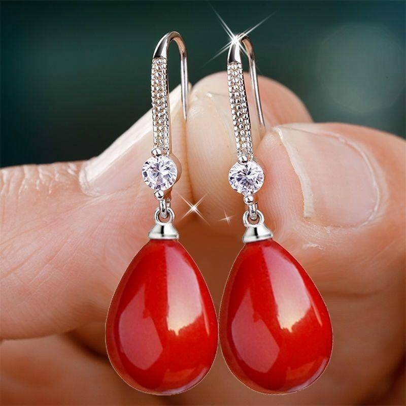 Mode Silber Farbe Wassertropfen Imitation Perlen Tropfen Ohrringe für Frauen Elegante Glänzende Runde Imitation Perlen Stud Ohrringe 2 von Joom DACH