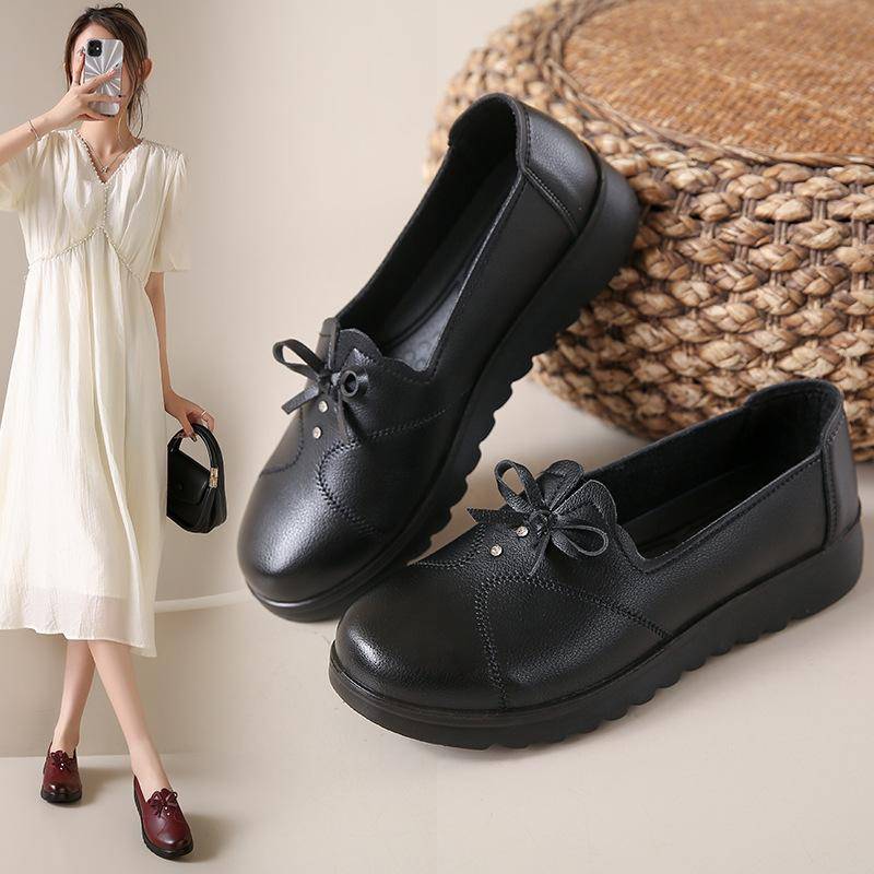 Mode Slipper Damen High Heels Damen Keilschuhe Leder Bequeme Freizeitschuhe Damen High Heels 41 schwarz von Joom DACH