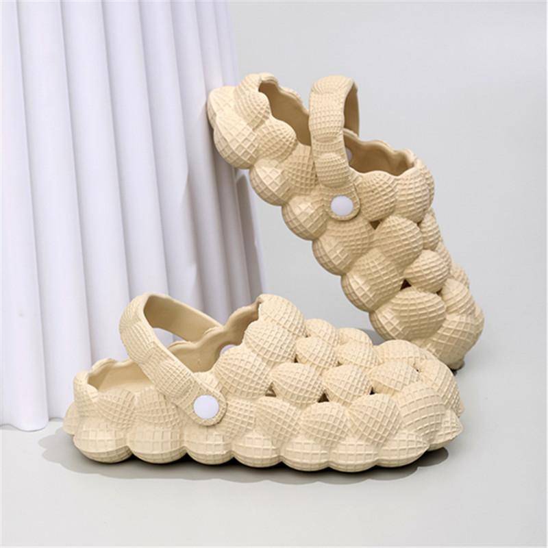 Mode Slipper Frauen Männer EVA Nette Blase Ball Gleitet Sandalen Sommer Indoor Massage Outdoor Schuhe Geschlossene Zehe Anti-Slip 40/41 hellbraun von Joom DACH