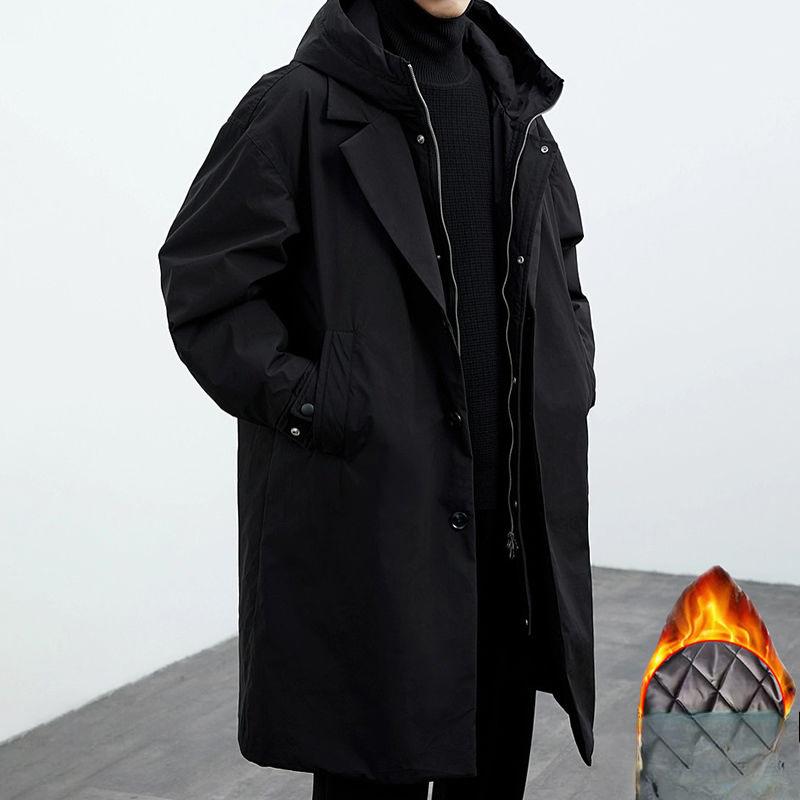 Mode Solide Winddicht Langen Trenchcoat Männer Casual Lose Große Größe Jacken Herbst Straße Warme Männlichen Outcoat 6XL von Joom DACH