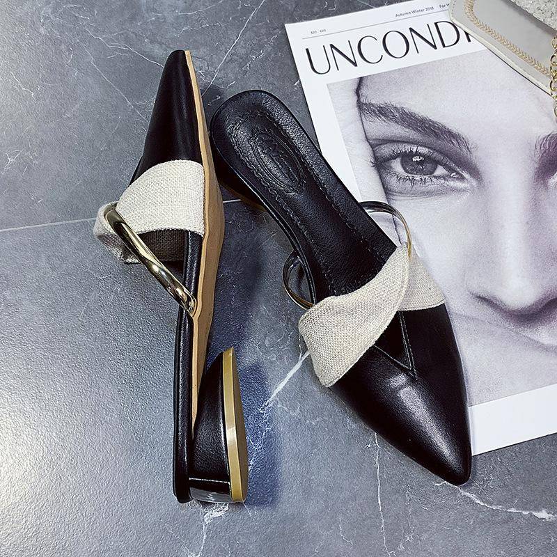 Mode Spitzzehensandalen Designer Luxus Frauen Sommer Hausschuhe Oberbekleidung Elegante Einzelschuhe Plus Größe Chaussure Femme 2024 41 schwarz von Joom DACH