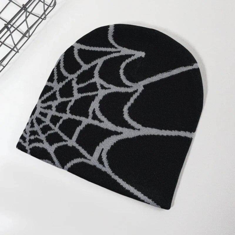 Mode Stricken Spinne Web Design Hut für Männer Frauen Pullover Pile Kappe Y2k Goth Warme Beanie Hüte Neue Hip-hop straße Kappe One Size grau/schwarz von Joom DACH