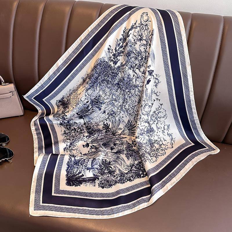 Mode Taschentuch Halstücher Frauen Kleine Tücher Wraps Bandana Kopftücher 70 cm 70x70cm navy blau von Joom DACH