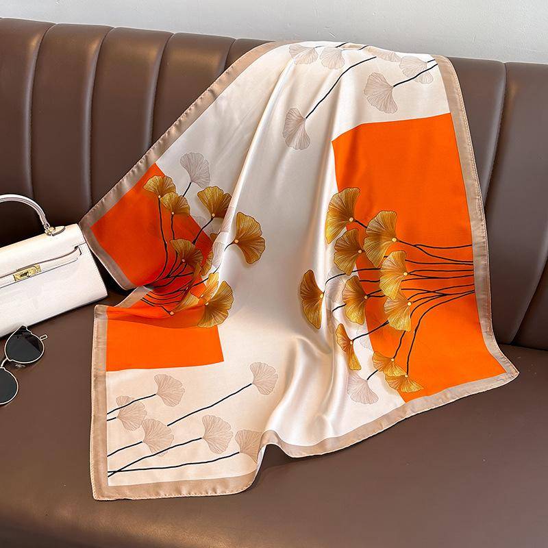 Mode Taschentuch Halstücher Frauen Kleine Tücher Wraps Bandana Kopftücher 70 cm 70x70cm sicherheit orange von Joom DACH