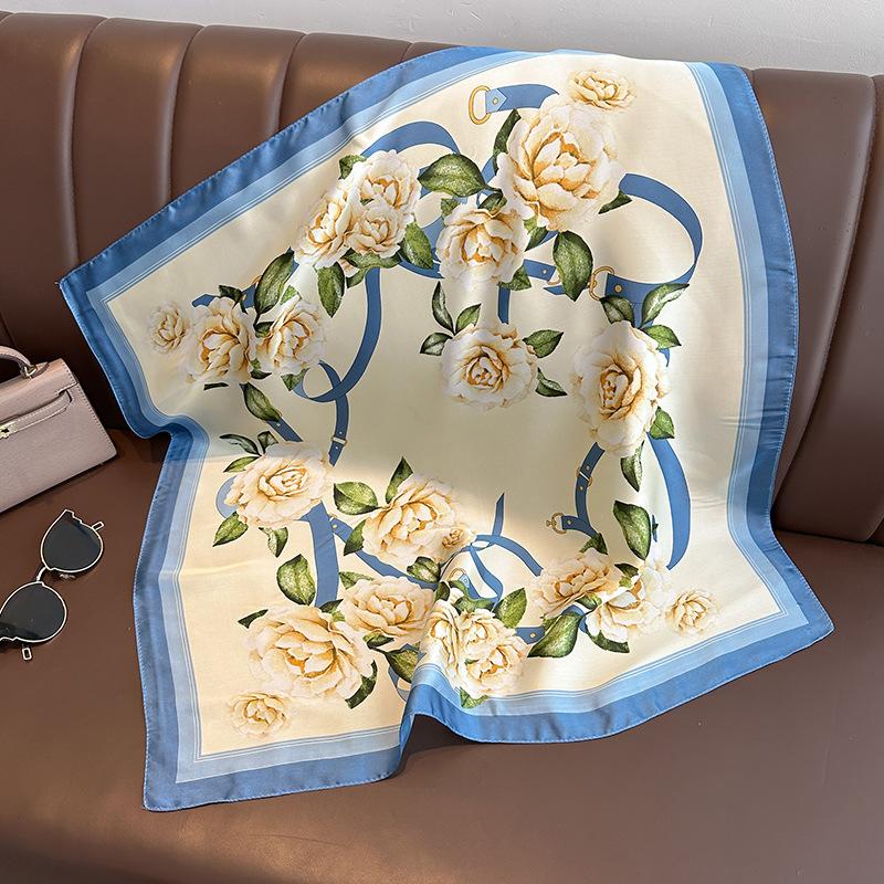 Mode Taschentuch Halstücher Frauen Kleine Tücher Wraps Bandana Kopftücher 70 cm 70x70cm himmelblaue von Joom DACH