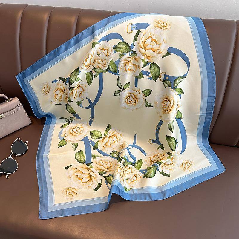 Mode Taschentuch Halstücher Frauen Kleine Tücher Wraps Bandana Kopftücher 70 cm 70x70cm himmelblaue von Joom DACH