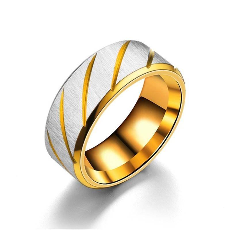 Mode Titan Stahl Ring Spiegel Polieren Schmuck Jahrestag Verlobung Hochzeit Versprechen Ring 8 gold von Joom DACH