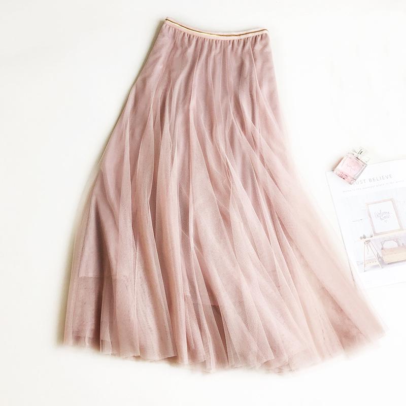 Mode Tüll Röcke Frauen Sommer Und Winter Elastische Hohe Taille Lange Mesh Rock Tutu Maxi Faltenrock One size rosa von Joom DACH