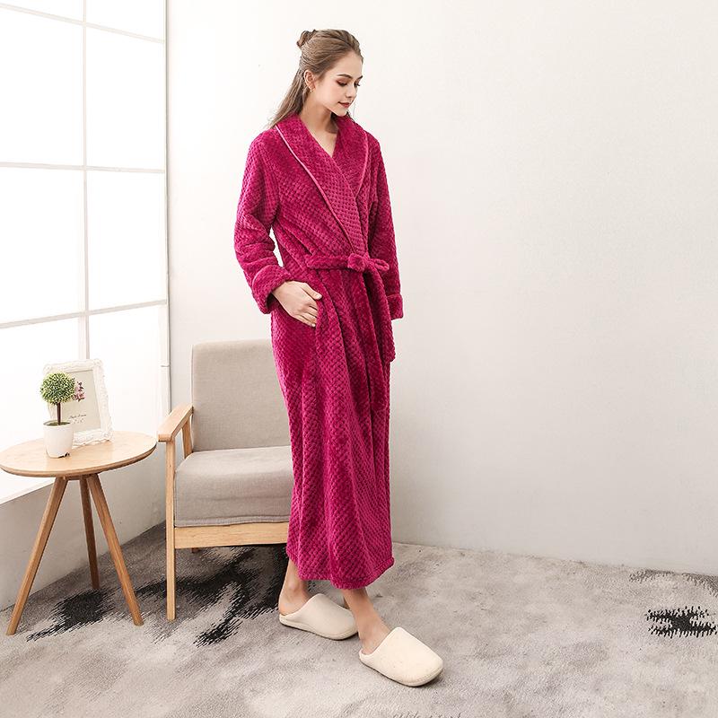 Mode Unisex Männer Frauen Bademantel Weichem Plüsch Korallen Samt Flanell Langarm Nachtwäsche Spa Robe M von Joom DACH