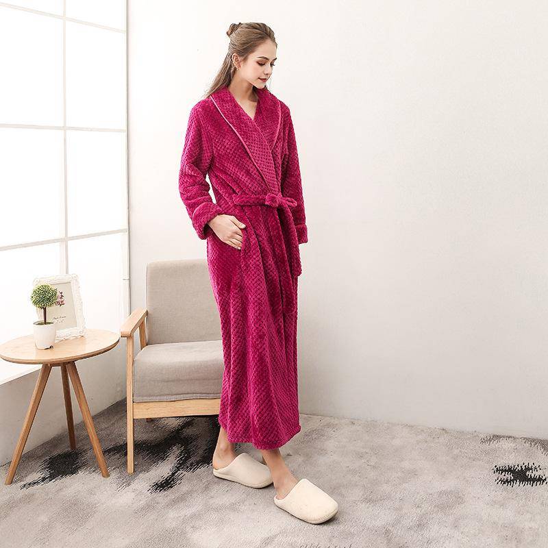 Mode Unisex Männer Frauen Bademantel Weichem Plüsch Korallen Samt Flanell Langarm Nachtwäsche Spa Robe M von Joom DACH