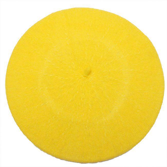 Mode Warme Wollmischung Winter Frauen Mädchen Baskenmütze Französisch Künstler Beanie Hut Einfarbig Casual Ski Cap gelb von Joom DACH