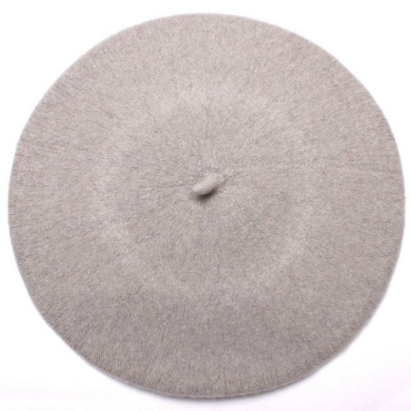 Mode Warme Wollmischung Winter Frauen Mädchen Baskenmütze Französisch Künstler Beanie Hut Einfarbig Casual Ski Cap graue von Joom DACH