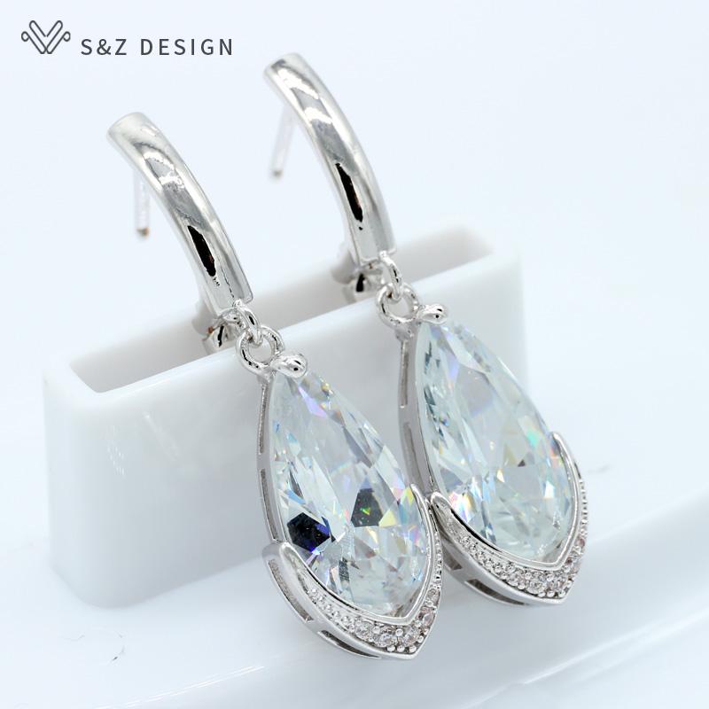 Mode Wasser Tropfen Zirkonia Tropfen Ohrringe Für Frauen Hochzeit Rose Gold Farbe Eardrop Schmuck von Joom DACH