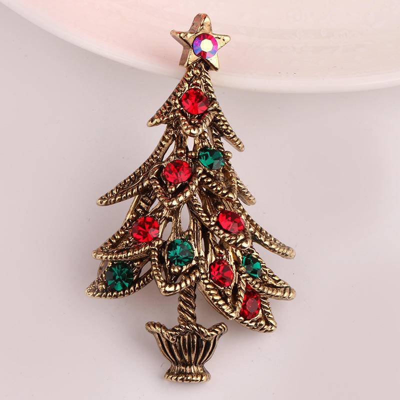 Mode Weihnachtsbaum Brosche Pin Pullover für Frauen Männer Schal Paar Shirts Revers Pin Geschenke gold von Joom DACH