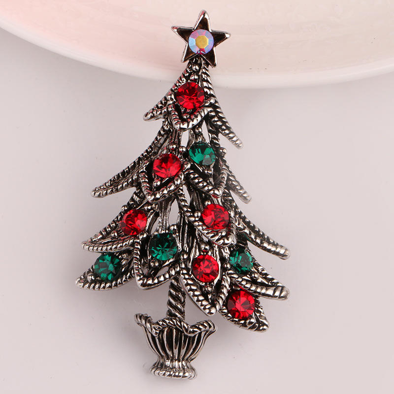 Mode Weihnachtsbaum Brosche Pin Pullover für Frauen Männer Schal Paar Shirts Revers Pin Geschenke silber von Joom DACH