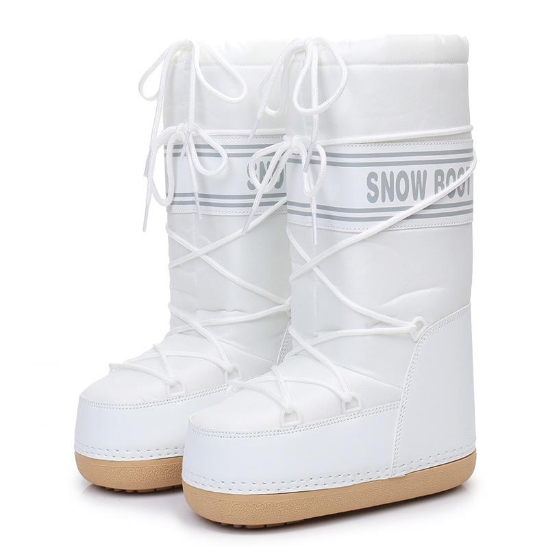 Mode Winter Flauschige Damen Schneestiefel Outdoor Kunstfell Baumwollstiefel Wasserdicht Mittelhochschaft Plateau Schuhe Damen Skistiefel 39-40 von Joom DACH