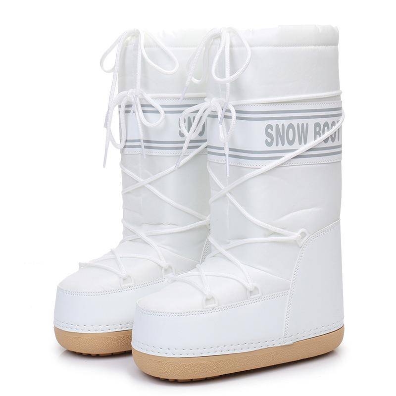 Mode Winter Flauschige Damen Schneestiefel Outdoor Kunstfell Baumwollstiefel Wasserdicht Mittelhochschaft Plateau Schuhe Damen Skistiefel 39-40 von Joom DACH