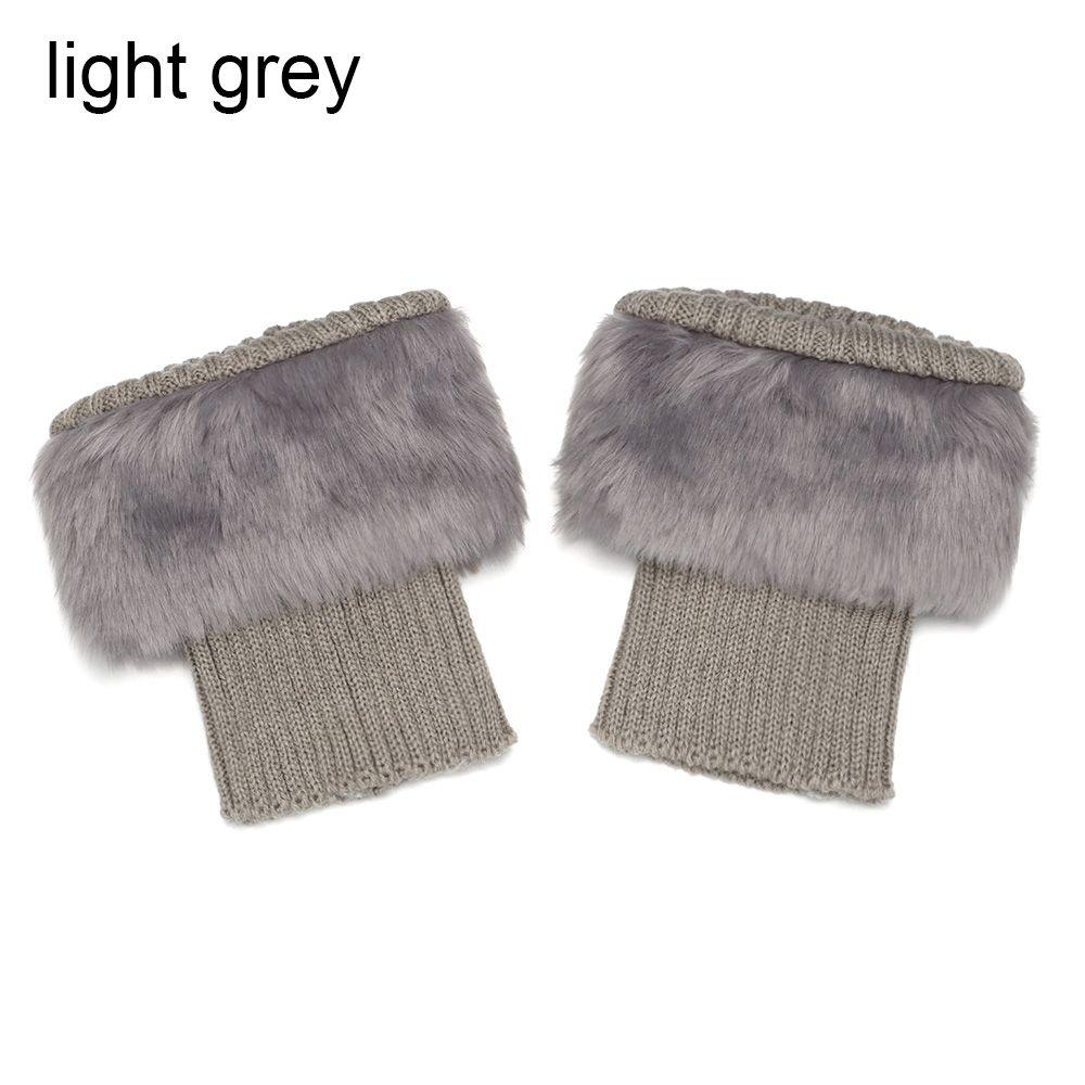 Mode Winter Mädchen Stiefelsocken Stulpen Socken Stiefelwärmer Stricken licht grau von Joom DACH