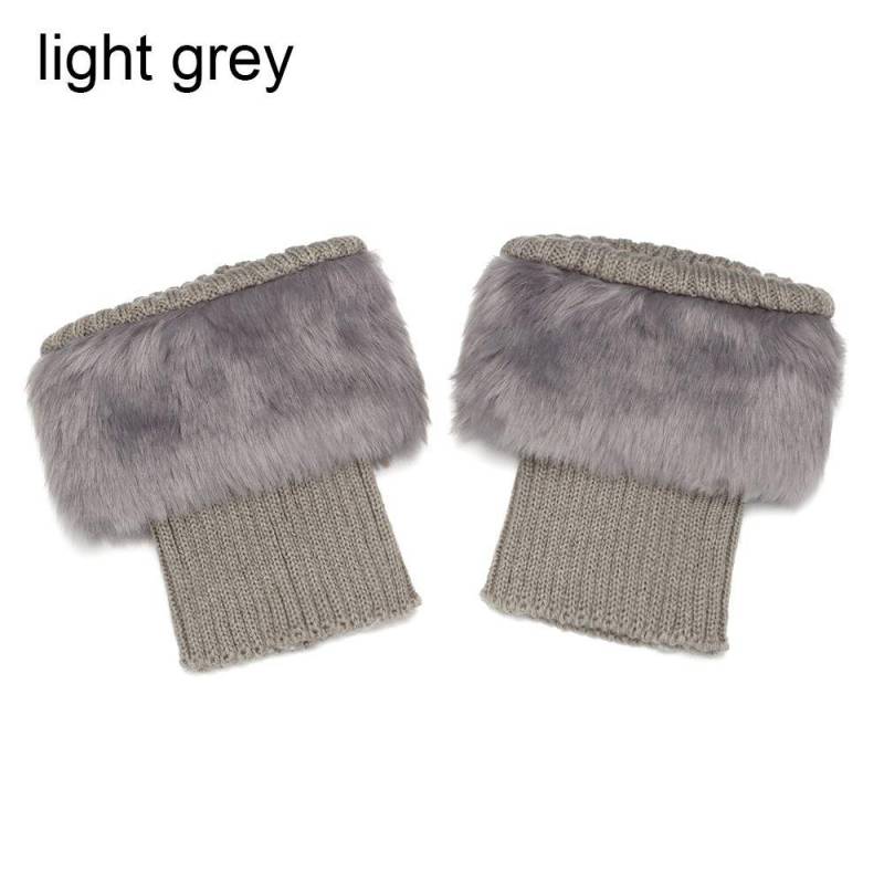 Mode Winter Mädchen Stiefelsocken Stulpen Socken Stiefelwärmer Stricken licht grau von Joom DACH