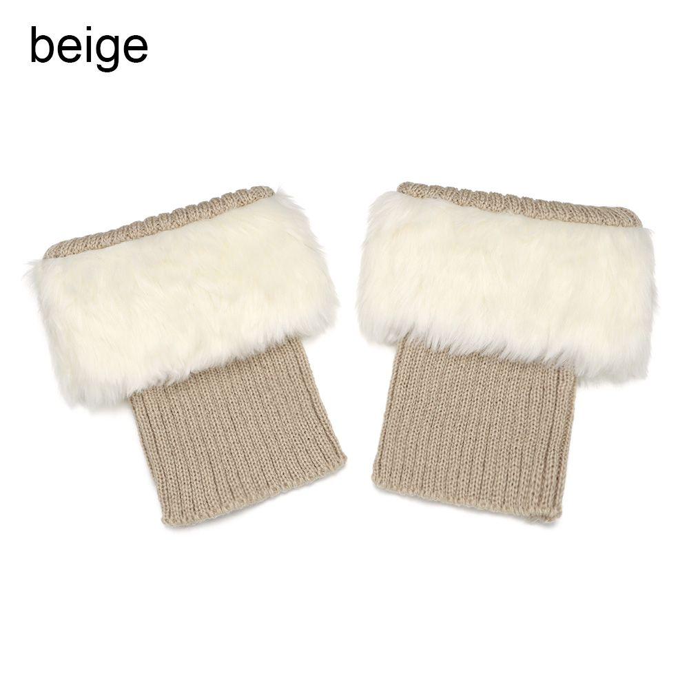 Mode Winter Mädchen Stiefelsocken Stulpen Socken Stiefelwärmer Stricken beige von Joom DACH