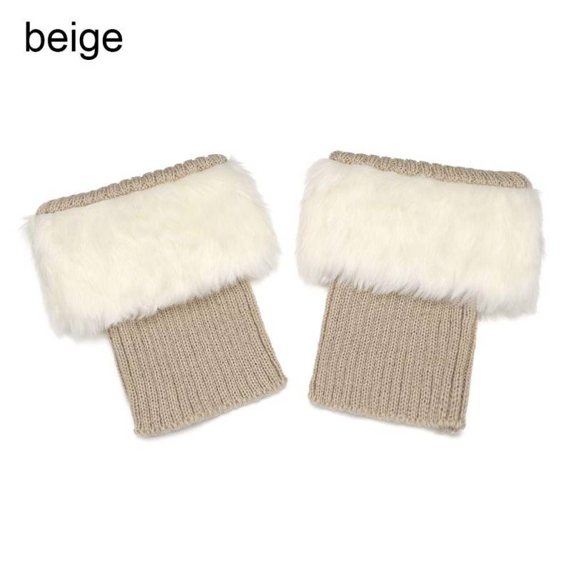 Mode Winter Mädchen Stiefelsocken Stulpen Socken Stiefelwärmer Stricken beige von Joom DACH