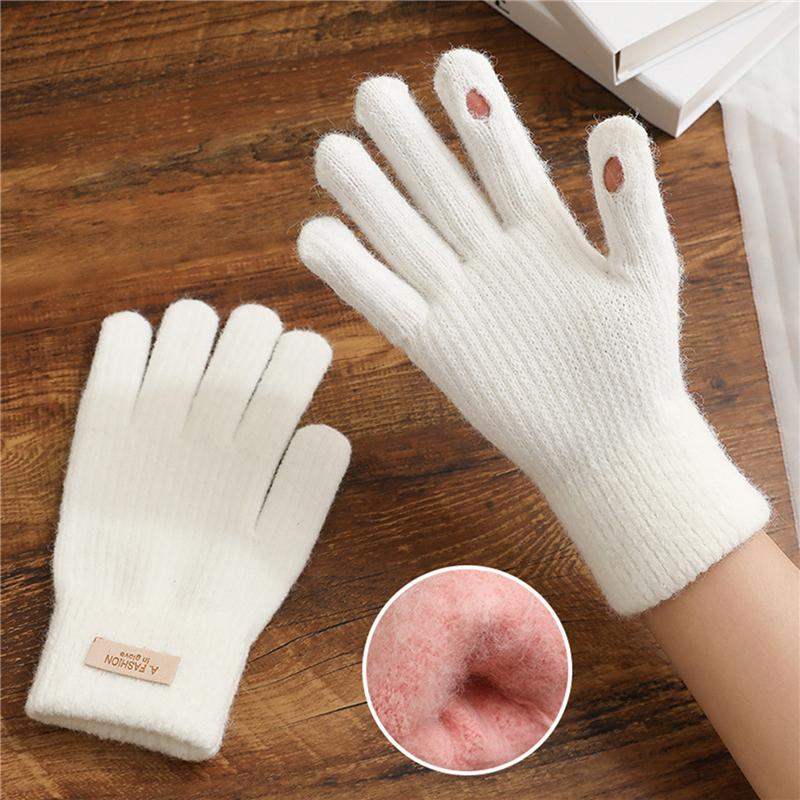 Mode Winter warme Handschuhe Frauen Outdoor Handschuhe Finger Löcher Einfarbig gestrickte Handschuhe Innen Plüsch Fäustlinge weiß Mode Winter warme Handschuhe Frauen Outdoor Handschuhe Finger Löcher Einfarbig gestrickte Handschuhe Innen Plüsch Fäustlinge weiß von Joom DACH