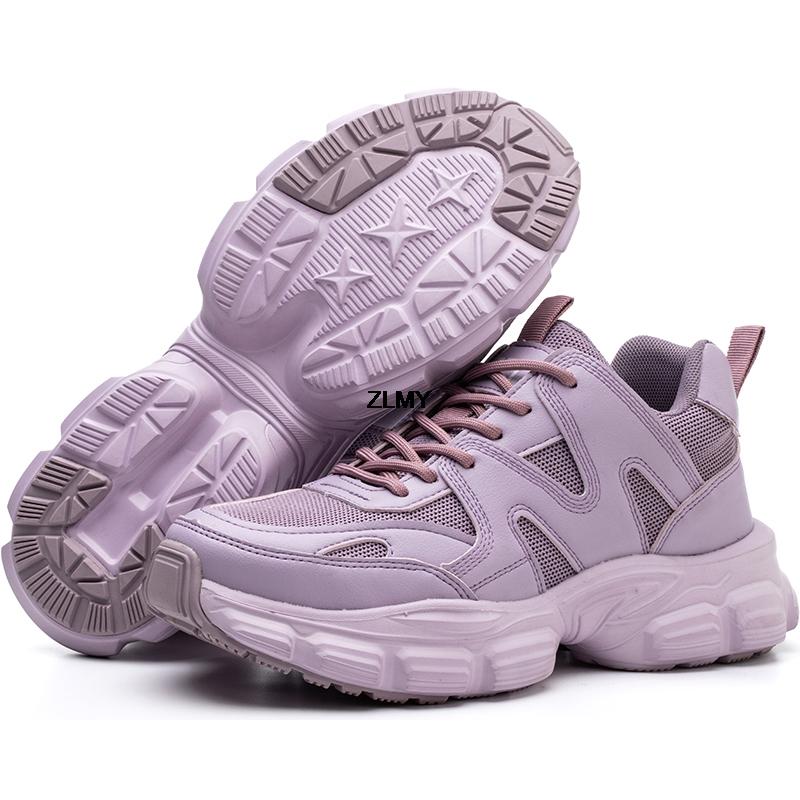 Mode ZLMY Neue Frauen Sicherheitsschuhe Stahlkappe Turnschuhe Pannensichere Arbeitsschuhe Atmungsaktive Frauen Arbeit Sicherheitsstiefel Plattform Anti-smash 38 violett von Joom DACH